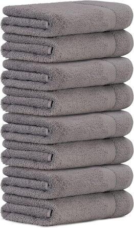 Рушники для рук Luckytowel 50x100 см, 100% бавовна, 600 г/м², Oeko-Tex, набір 8 шт., сірі