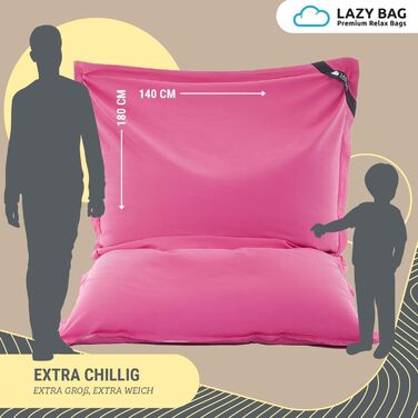 LAZY BAG Мішок-крісло Riesen-Sitzsack Classic XXL 140x180 см | Мішок-подушка 2-в-1 для відпочинку та лежання | Зручні моменти в приміщенні та на вулиці завдяки 4 млн EPS-кулькам для ідеальної ергономіки | Прасується, чохол з бавовни (рожевий)