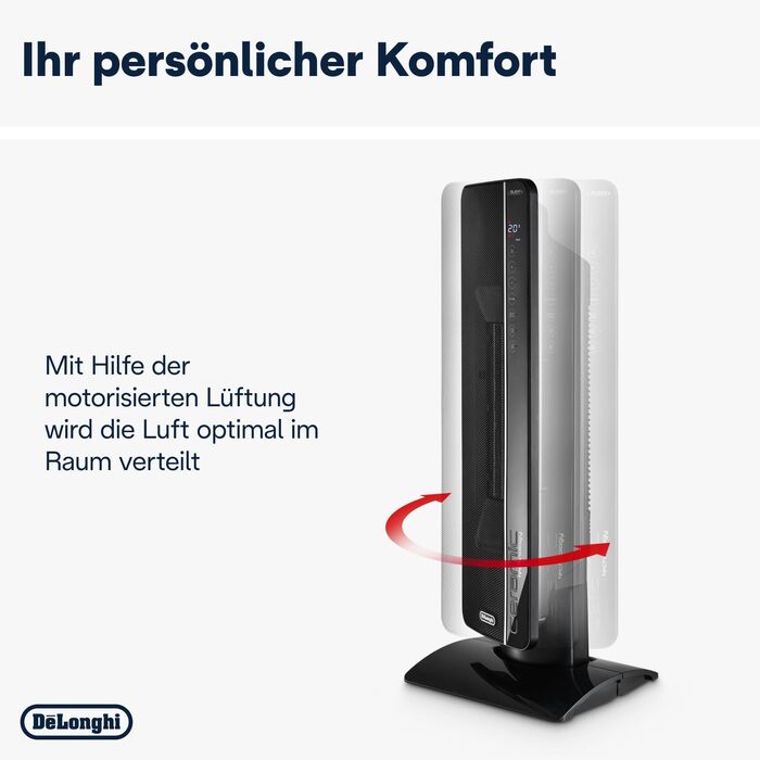 Теплова завіса-вентилятор De'Longhi TCH Turmventilator з функцією обігріву, 2400Вт, для приміщень до 70м³, 3 режими потужності, таймер 24г, чорний (TCH8993ER.BC)