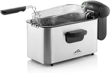 Фритюрниця ETA Fritola, 2000 Вт, 3 л, нержавіюча сталь, терморегулятор 150-190°C, Easy Clean, захист від перегріву