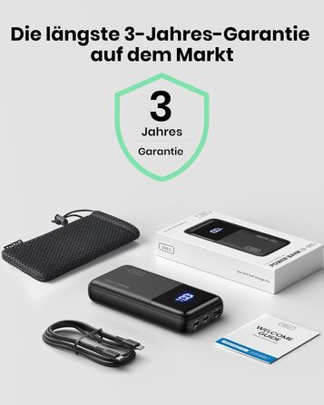 Power Bank INIU 20000mAh 65W: зарядний пристрій для телефону та ноутбука. USB-C, сумісний з MacBook, iPad, iPhone, Steam Deck. Чорний