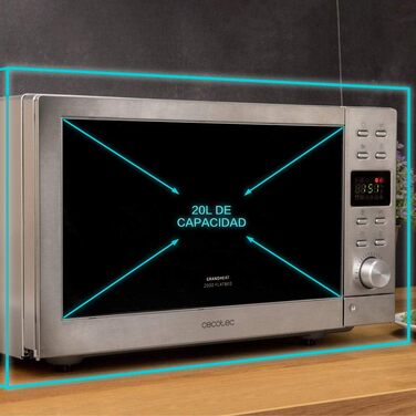 Мікрохвильова піч Cecotec GrandHeat 2500 Flatbed Touch White 800 Вт 20 л з сенсорним керуванням та 8 програмами
