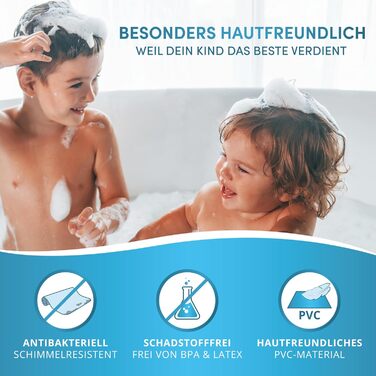 avakido® Дитячий килимок для ванни, антиковзкий, 100% BPA-Free, з 2 гачками, протигрибковий, машинне прання, дизайн Підводний світ