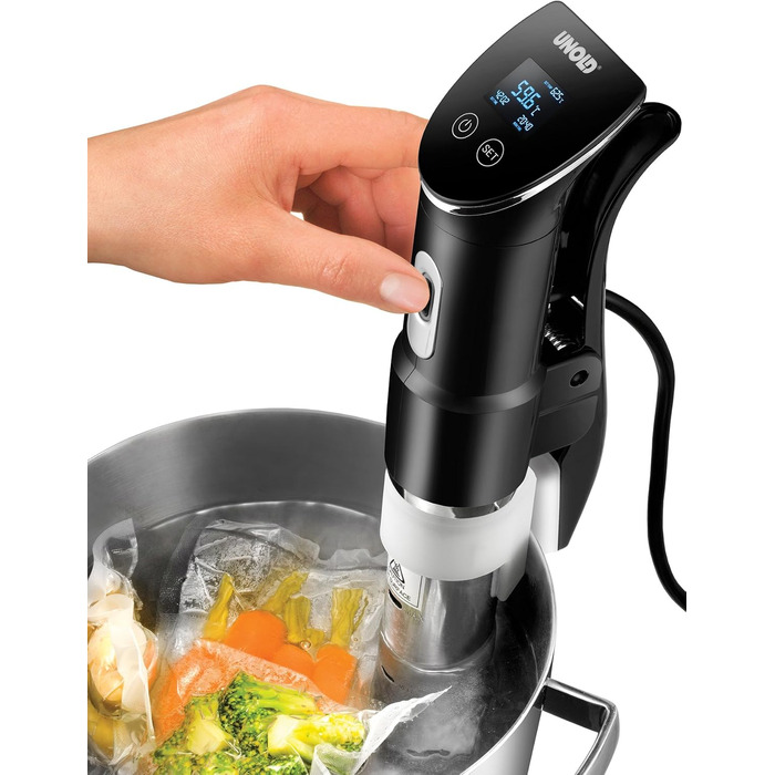 Unold 58915 Sous Vide Stick Time – Погружний су-від для приготування їжі, 1300 Вт, нержавіюча сталь, для каструль від 18 см, точність 0.2°C, до 95°C, 20л