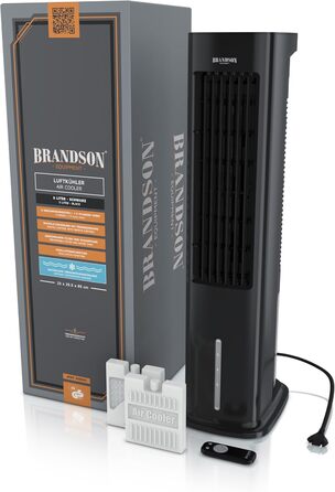 Вентилятор вежі з водяним охолодженням Brandson 4-в-1: випаровувальний охолоджувач, вентилятор, без вихлосної труби, надзвичайно тихий, чорний матовий