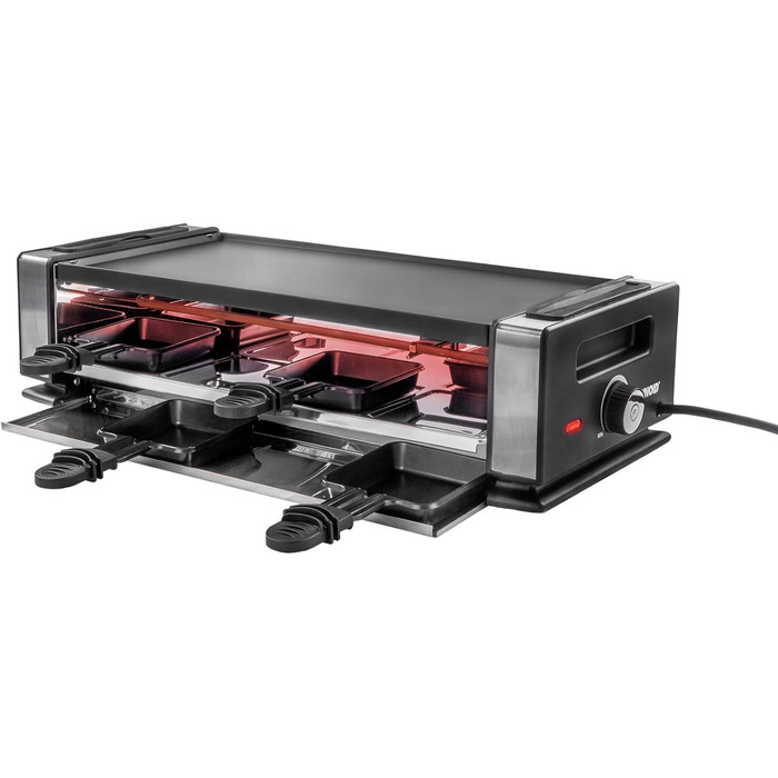 Раклетниця UNOLD 48760 Delice Basic 1200 Вт, для 8 осіб, з натуральним каменем, антипригарна двостороння пластина, нержавіюча сталь