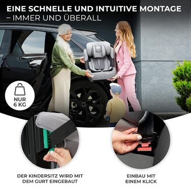 Дитяче автокрісло Kinderkraft Comfort Up i-Size, 76-150 см, 5-точковий ремінь, регульований підголівник, чорне, ECE R129/03
