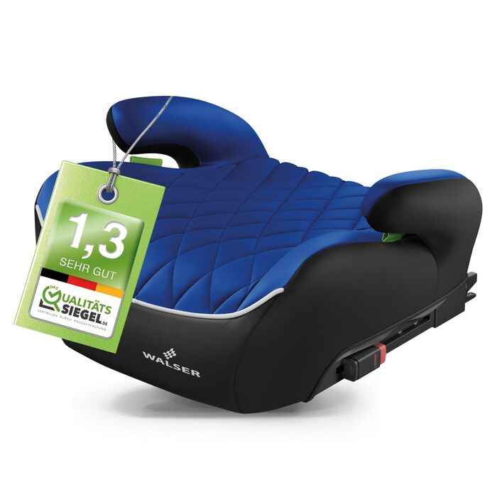 Автобустер WALSER Premium Kinder ISOFIX 125-150 см, дитячий автокрісло-підсиджувач Andy ECE R129 (чорно-синій)