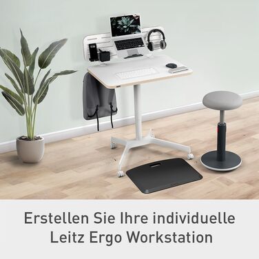 Ергономічний електричний стіл Leitz Ergo Compact 80x60 см для офісу та дому, білий - регульована висота, навантаження до 80 кг, з нагадуванням про зміну положення
