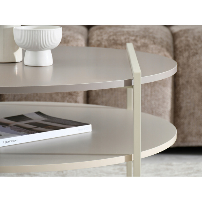 Журнальний стіл Mebel-Partner круглий, 80 x 80 x 45 см, кремовий, відтінки бежевого