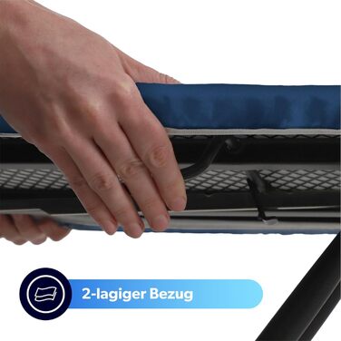 Праскадошка KADAX 120x38 см, складана, регульована по висоті, з антипригарними ніжками та 8 мм пінною підкладкою, темно-синя