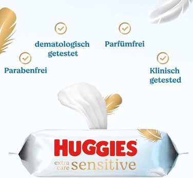 Дитячі вологі серветки Huggies Pure Extra Care Sensitive для чутливої шкіри, 99% чистої води, без віддушок, 8 упаковок по 56 шт (набір на місяць)