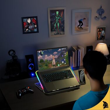 Охолоджувач для ноутбука Empire Gaming Guardian C600 (12''-15.6''), 6 вентиляторів, RGB-підсвітка, 5 рівнів висоти та знімний тримач