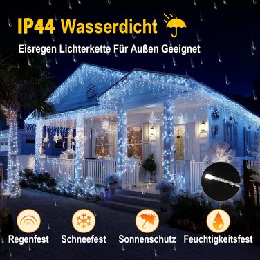 Світлодіодна гірлянда-завіса Eisregen 624 LED (5м), біле світло, водонепроникна IP44 з таймером та 8 режимами для вулиці та дому
