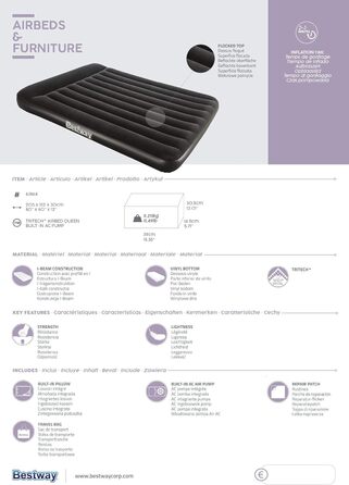 Надувний матрац Bestway Aeroluxe Queensize з електронасосом 203x152x30 см