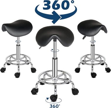 Офісний стілець на колесах, обертовий на 360°, професійний, регульована висота, для масажного салону, кухні, офісу, клініки, бару, рукоділля, малювання, туалетного столика, піаніно, білий