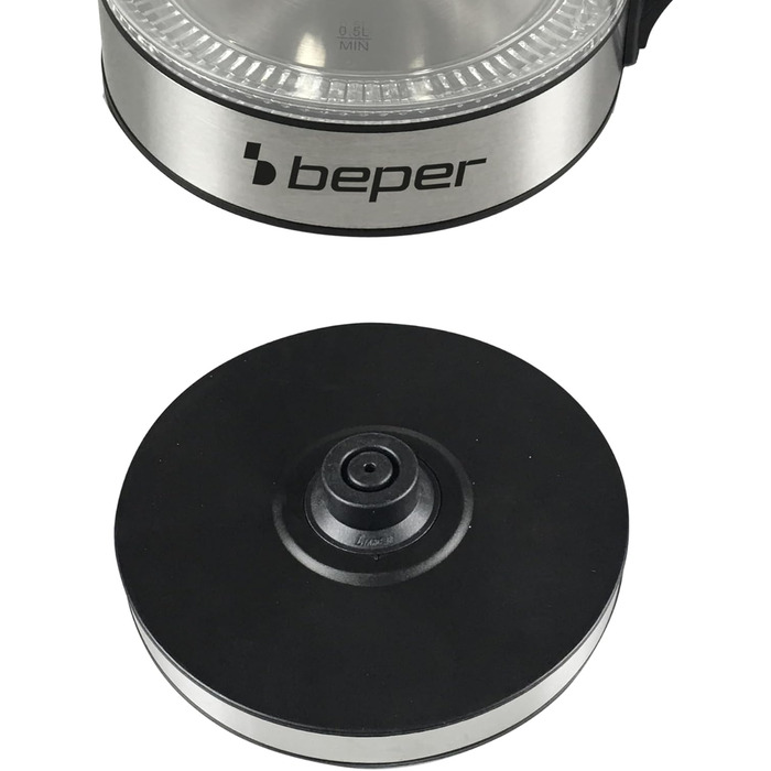 Електрочайник Beper BB.103, 1.8 л, чорний, скло