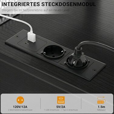 Комп'ютерний стіл iSunirm для геймінгу 120x50 см з RGB підсвіткою, розеткою та підставкою під монітор. Стіл для дому, офісу, спальні