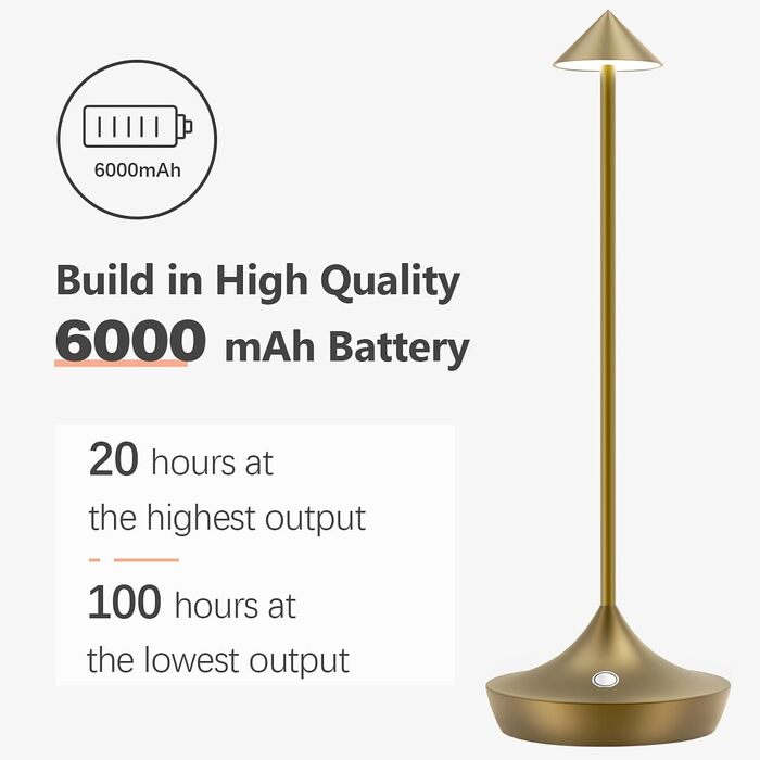 LED настільна лампа Hapfish 2 шт. бездротова, регульована яскравість, водонепроникна, акумуляторна, для дому та вулиці, бронзова