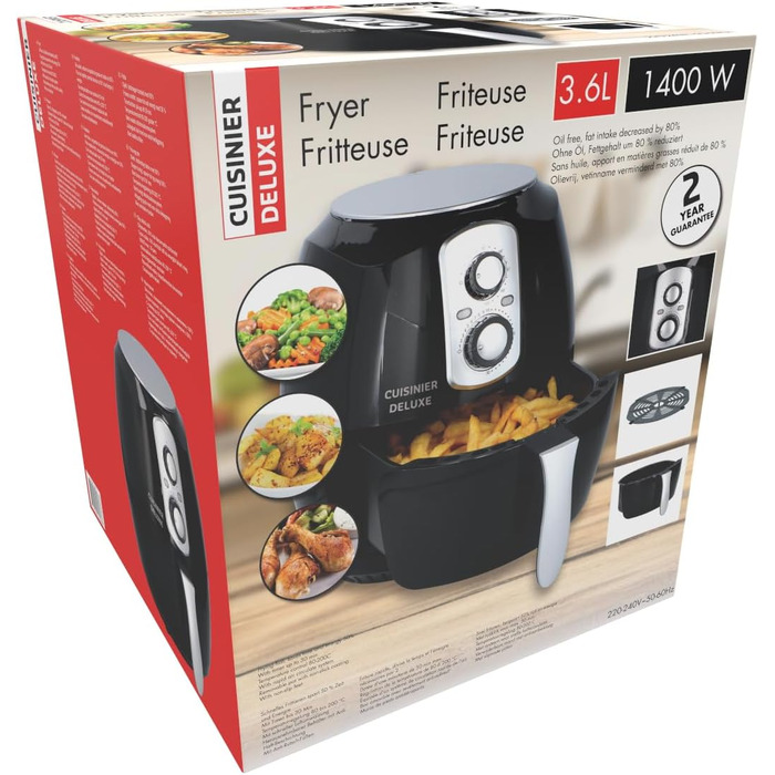 Аерофритюрниця Cuisinier Deluxe 3,6 л, 1400 Вт, таймер 60 хв, 80-200°C