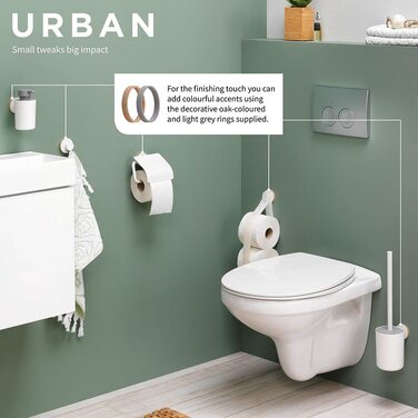 Тримач для туалетного паперу Tiger Urban, білий, з поворотним механізмом і змінними декоративними кільцями