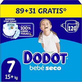 Підгузки Dodot Bebé-Seco розмір 7 (15-24 кг), 120 шт, максимальний захист від протікань