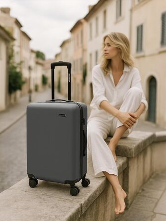 Набір валіз Smartbox Hartschalen 3-в-1 для жінок та чоловіків | Легкі та міцні валізи з ABS-пластику | 4 колеса та кодовий замок (Edition 05) (Антрацит, валіза S (55 см))