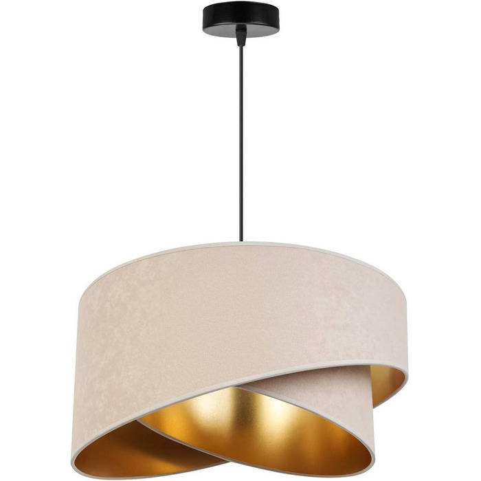 Світильник підвісний Light-Home Milan Elegant, дизайнерський металевий з велюровим абажуром, сучасна люстра для вітальні, спальні, їдальні, 1 лампа, бежевий і сірий