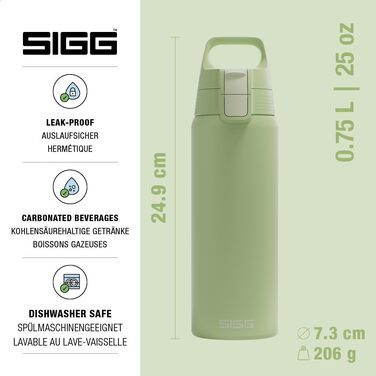 Сталева пляшка для води Sigg Shield ONE для газованих напоїв, герметична, BPA-free, Eco Green Pastel, 0.75 л