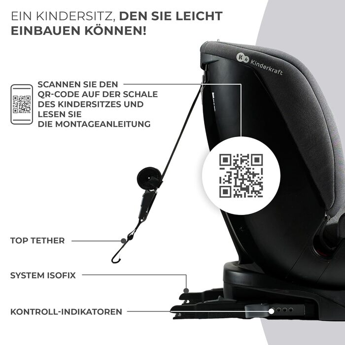 Дитяче автокрісло Kinderkraft XPEDITION2 I-Size 0-36 кг, 360°, Isofix, сіро-гранітне, регульована спинка та підголівник