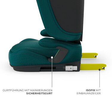 Автокрісло Kinderkraft UNITY 2 i-Size, 100-150 см, 3,5-12 років, регульована підголовник, AIR FLOW, 5 положень спинки, зелений