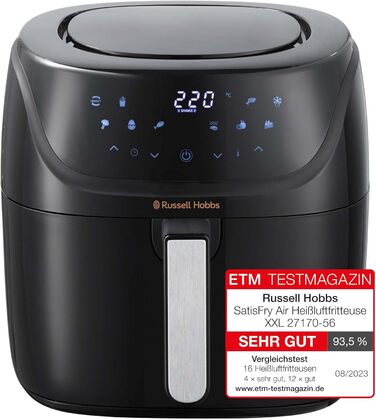Фритюрниця Russell Hobbs SatisFry XXL 8л Rapid AirFryer: 7 функцій, 10 програм, без олії, гриль, випічка, смаження