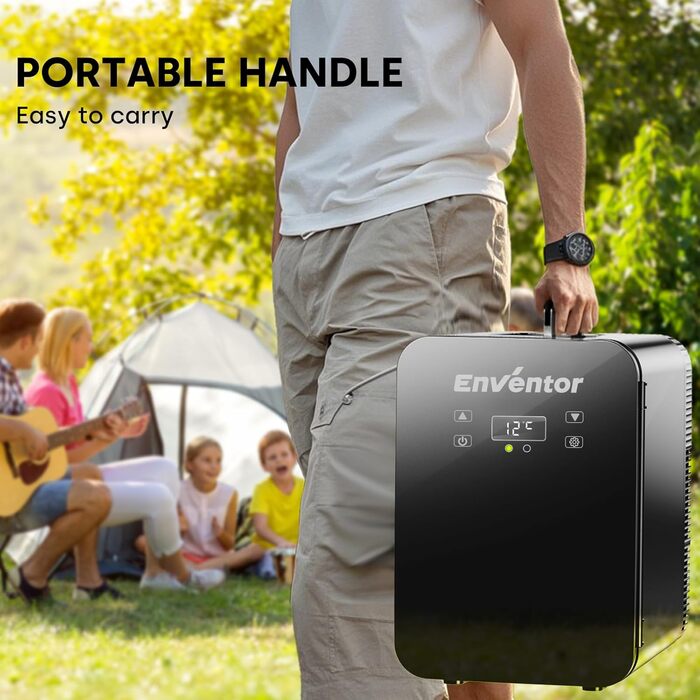 Mini холодильник Enventor 10L: компактний, тихий, з функцією охолодження та нагріву (12V/220V) для авто, спальні, офісу, косметики (чорний)