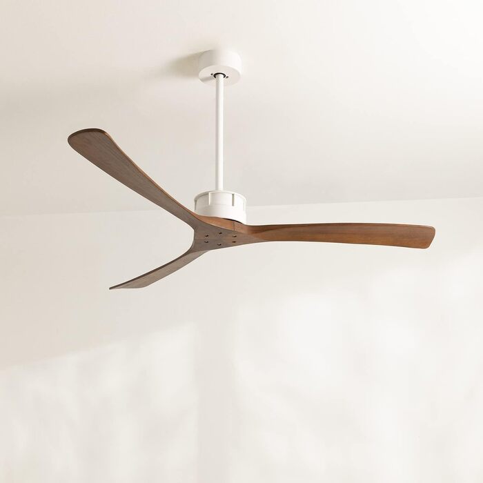 Вентилятор стельовий WINDLARGE XL з пультом, 152 см, 40W, DC-мотор, 6 швидкостей, Wi-Fi, білий/темне дерево