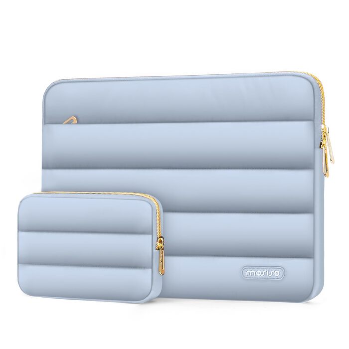 Чохол-сумка для ноутбука MOSISO Puffy 15 дюймів, м'який захисний конверт (світло-блакитний)