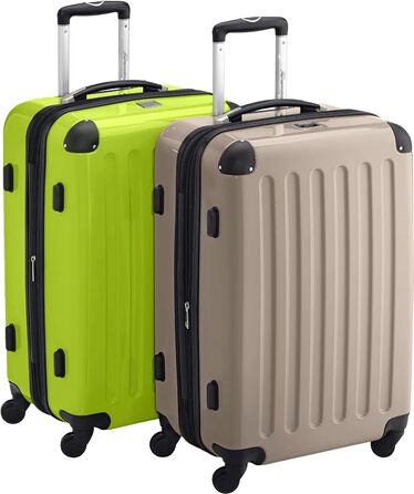 Валізи HAUPTSTADTKOFFER Alex 2 шт, жорсткий корпус, TSA-замок, 65 см, 74 л, шампань-зелений