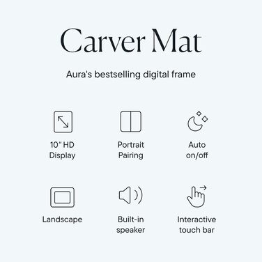Цифровий фоторамка Aura Carver 10.1 дюйми HD Wi-Fi Cloud, Безлімітний хмарний простір, Віддалене завантаження фото - Gravel 10' - Чорний