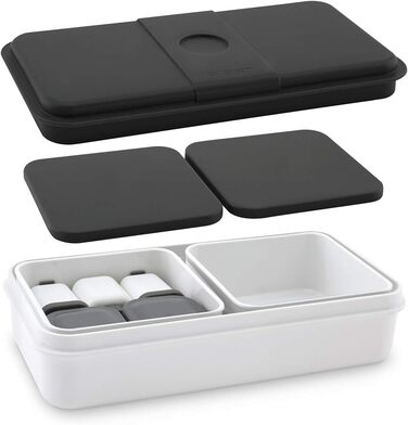 Ланч-система Cloer 800S2-1 Bento Box 15 предметів, XXL 2100 мл, роздільна, з аксесуарами, ланчбокс та контейнер для їжі для дітей і дорослих, білий