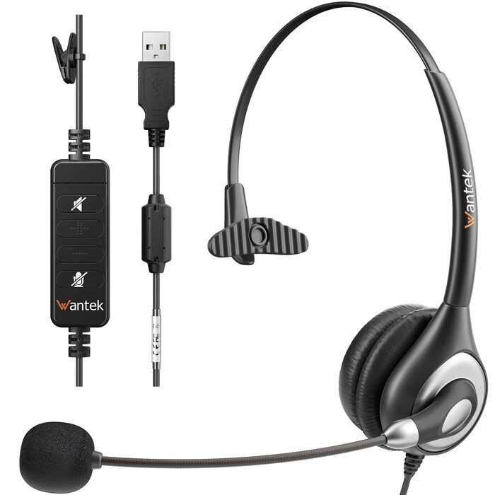 Бездротова гарнітура Wantek з мікрофоном та зарядною станцією, Bluetooth-навушники з USB-адаптером для кол-центру, офісу, Zoom, Skype та Teams (фіолетовий)