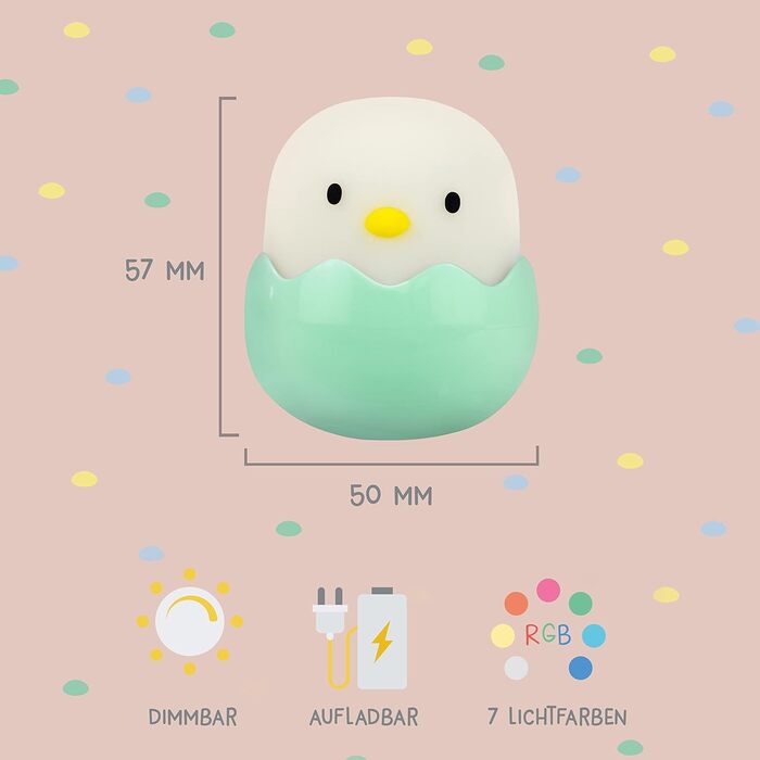 Нічник дитячий LED MegaLight Eggy 3 шт. з USB зарядкою, диммер, безпечний для немовлят