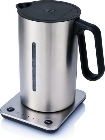 Електрочайник Wilfa Svart Format 1,25 л, 2200 Вт, регулювання температури 40-100°C, функція підтримки тепла, подвійні стінки, сріблястий