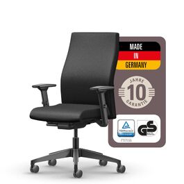 Ергономічне офісне крісло Interstuhl Edge Soft: синхромеханізм, 4D-підлокітники, підтримка попереку, чорне, Made in Germany