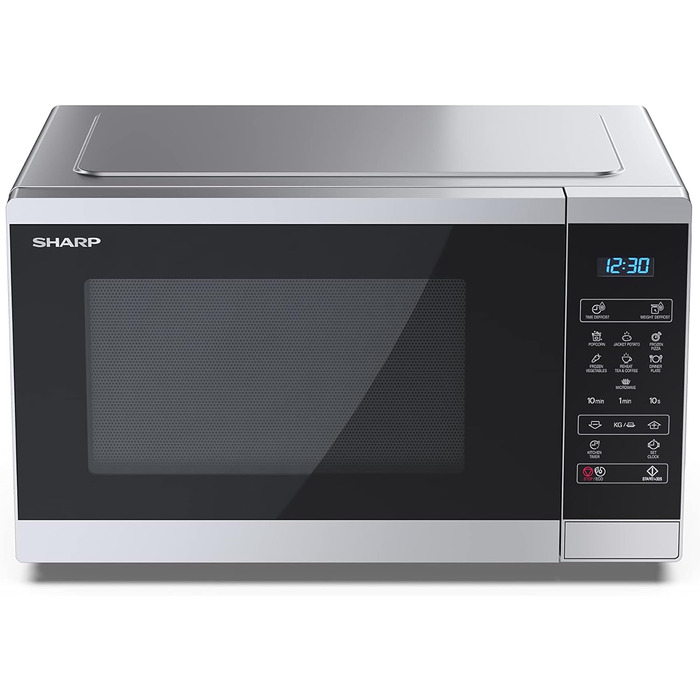 Мікрохвильова піч SHARP YC-MS252AE-S, 900 Вт, 11 режимів, розморожування, срібляста, 47,2x28x34,5 см