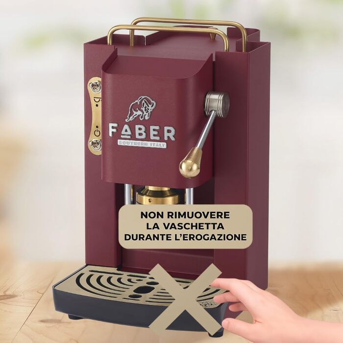 Кавомашина Faber Deluxe 3.0 ESE 44мм, червоний (Cherry Red). Електрична, з резервуаром 1л та регульованим пресом для кавових таблеток