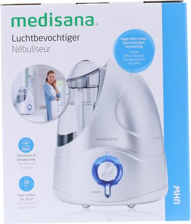 Зволожувач повітря Medisana AH 680 ультразвуковий з таймером, для спальні, вітальні та дитячої, безшумний режим, аромарозпилювач, гігрометр, регульована вологість