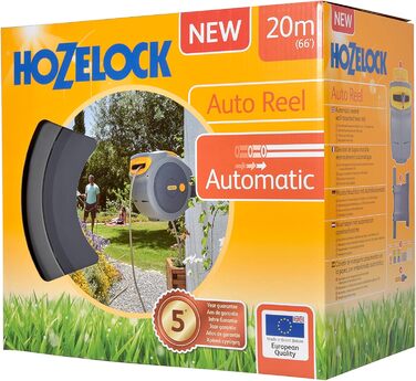 HOZELOCK Автоматичний шланг на котушці Auto Reel 40 м: автоматичне змотування, проста установка. В комплекті: шланг-розпилювач, з'єднувачі, 40 м шланга Hozelock та кріплення. 5 років гарантії [2595R0000] (45 x 49 x 28.4 см)