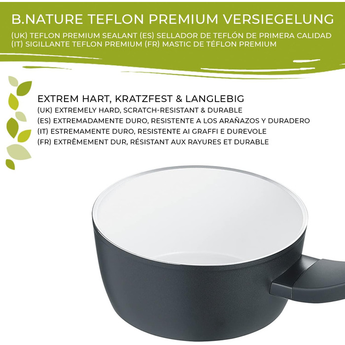 Каструля Berndes Topf Balance b.nature 16 см з кришкою, з індукційним дном, з антипригарним покриттям з кварцу