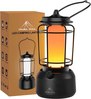 Ретро LED кемпінговий ліхтар Diealles Shine, акумулятор 3600 мА·год, USB-C, 900 люменів, димер, для вулиці, аварій та декору