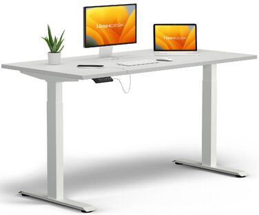 Електричний підйомний стіл KRIEG HighDesk Basic 160 x 70 см, білий — Регульований стіл для роботи сидячи та стоячи