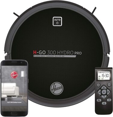 Робот-пилосос Hoover Hydro Pro з Wi-Fi, 120 хв автономності, сумісний з iOS та Android, дистанційне керування, антиударний, захист від падінь